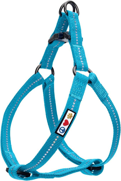 Pawtitas Recycled Reflective Step-in Dog Harness – Adjustable No-Pull Vest for Puppies to Seniors, Safe & Comfortable S Teal