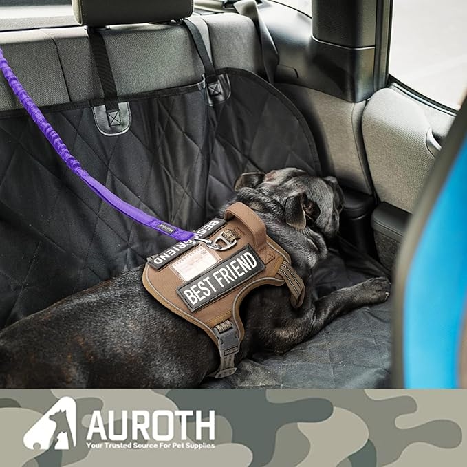 AUROTH Heavy Duty Bungee Dog Leash for Medium Large Breed Dogs, No Pull for Shock Absorption with Car Seat Belt, 2 Padded Handles 4.5FT 6FT Training Dog Leash