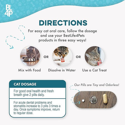 Cat Dental Care Supplement for Bad Breath, Tartar & Gum Support - Natural Cat Teeth Cleaning Oral Tablets Provide Eating & Gum Comfort, Teeth Wellness and Plaque Control, Tiny Dissolvable 400 Pills