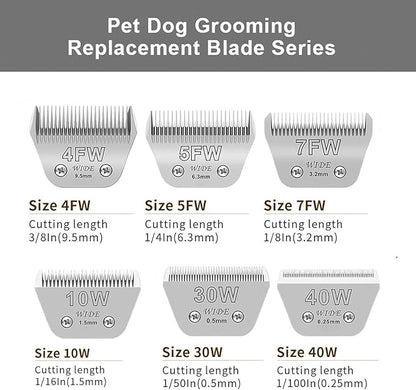 Audoc Wide Blades for Dog Grooming Blades Compatible with Andis,Oster A5,Wahl km10 Dog Clippers Stainless Steel Blades Blades for Animal Dog,Cat,Horse, (#10W(1.5mm))