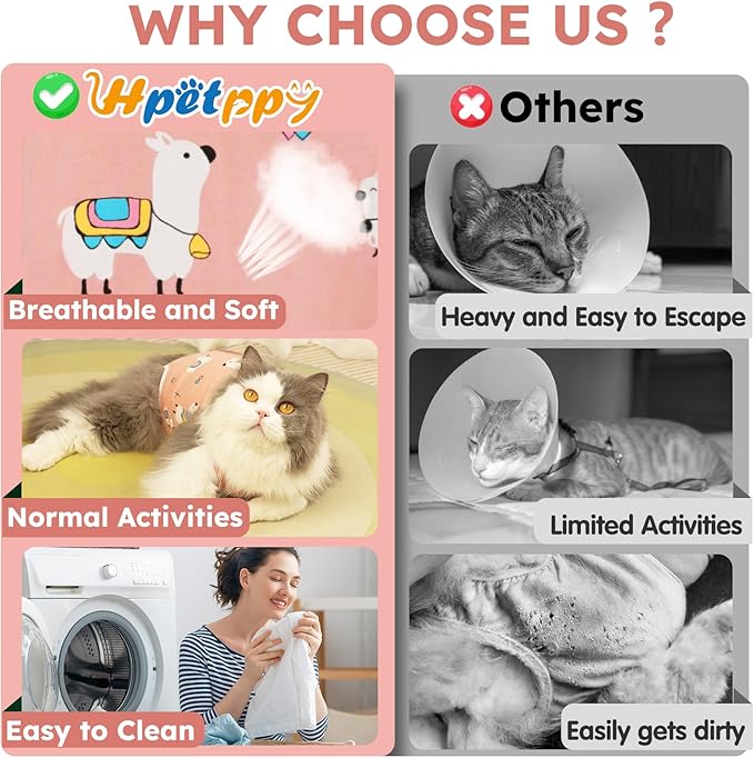 Hpetppy Cat Recovery Suit for Spay Abdominal Wounds, Breathable Cat Onesie for Cats After Surgery Female, Kitten Surgical Recovery Suit Female Cone of Shame Alternative for Cats Anti Licking