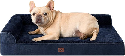 EHEYCIGA Orthopedic Dog Bed Medium Size Dogs, Memory Foam Dog Bed with Washable Removable Cover, Waterproof Pet Sofa Couch for Crate with Nonskid Bottom, 30x20x6, Navy Blue