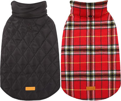 Kuoser Warm Dog Coat, Waterproof Dog Jacket for Extra Large Dogs, Adjustable Durable XXXL Doggie Winter Coat Reversible Puppy Cold Weather Apparel for Large Breed, Bright Red 3XL
