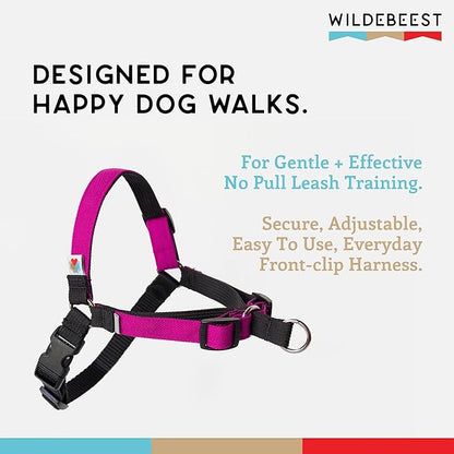 Wildebeest No Pull Dog Harness | Comfortable Dog Training Harnesses | Effective No Pull Harness Design | Ideal Dog Harness for Small Dog and Puppy | 4-Point Adjustable (XS - 15~20 inch Girth, Fuchsia)