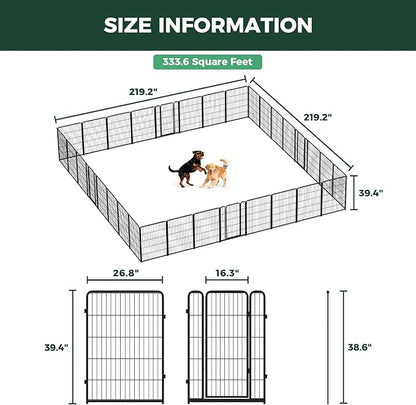 FXW Homeplus Unleashed Indoor Dog Playpen - Stress-Free and Safe Play, Heavy Duty 40 Inch 32 Panels Dog Pen for Medium and Large Dogs, Black│Patented