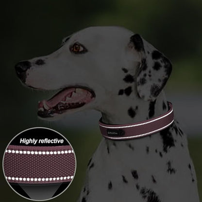 PetiFine Dog Collars for Small Dogs, Neoprene Padded Dog Collar, Reflective Heavy Duty Pet Collars with Durable Metal Belt Buckle for Walking, Pink, S
