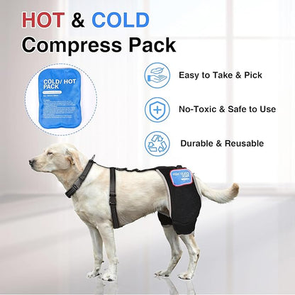 Hip Dysplasia Brace for Dogs with Hot/Cold Pack — Breathable and Comfortable Hip Support for Mild Torn ACL, Arthritis & Post-Recovery Mobility, Size XL