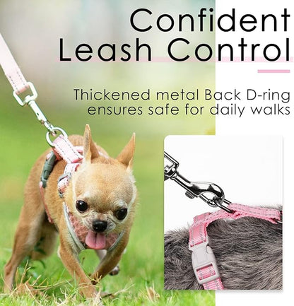 ThinkPet Reflective Breathable Soft Air Mesh No Pull Puppy Choke Free Over Head Vest Harness for Puppy Small Medium Dogs and Cats Pink Medium