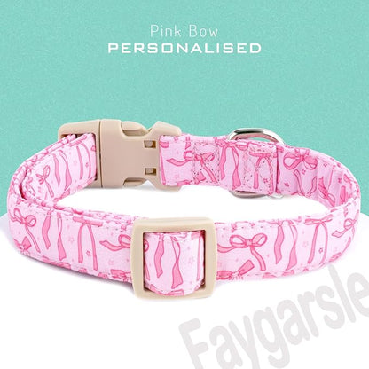 Faygarsle Cute Pink Bow Pattern Dog Collar for Summer Spring DesignSmall Medium Large Dogs S