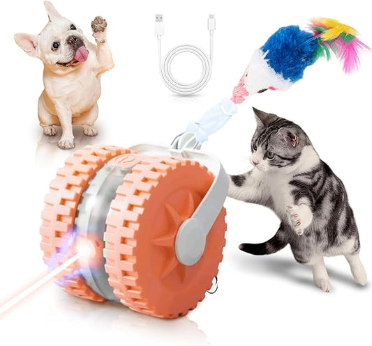 MAXTOOA Interactive Cat Toys for Indoor Cats Smart Automatic Ball with Laser Rolling for Bored Kitten Pet Upgraded Speedy Moving Chase Dogs Toy Pink
