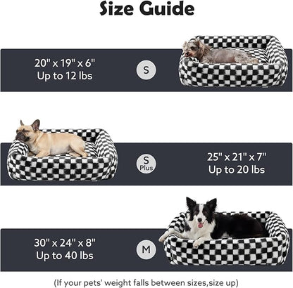 JOEJOY Small Dog Bed for Small Dogs, Rectangle Washable Orthopedic Corduroy Fleece Pet Bed with Removable Zipper Cover, Cute Soft Calming Puppy Bed with Non Skid Bottom