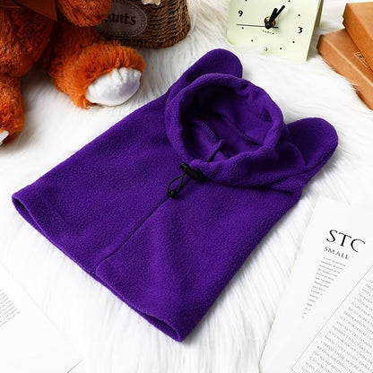 Clysee Winter Dog Hats Quiet Ears for Dogs Ear Muffs Pet Neck Warmer Scarf Hoodie Noise Protection Cover Beanie Head Wrap Costume for Pet Dog Cats(Purple,M)