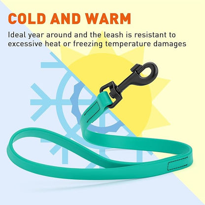 Dogline Biothane Waterproof Dog Leash Strong Coated Nylon Webbing with Black Hardware Odor-Proof Easy to Clean High Performance for Small or Large Dogs Made in USA 2 ft Lead, Teal