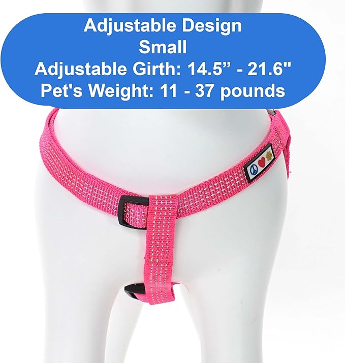 Pawtitas Reflective Step-in Dog Harness – Adjustable No-Pull Vest for Puppies to Seniors, Safe & Comfortable, S Pink