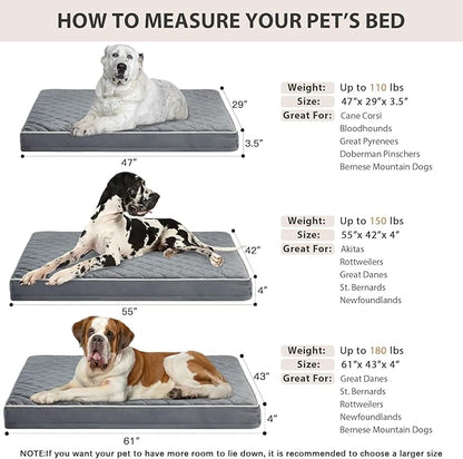 WNPETHOME Orthopedic Giant Dog Beds Large Sized Dog, Waterproof Extra Large Dogs Bed with Removable Washable Cover, Multi-Needle Quilting Dogs Crate Bed