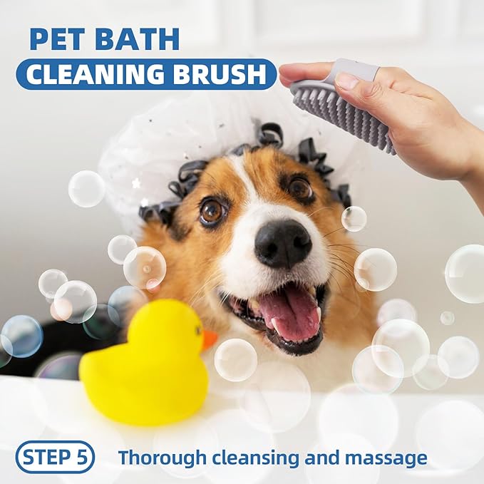 KUEIOX Dog Brush for Shedding,7 PCS Pet Grooming Brush Kit to De-fur & Hair Slicker Deshedding Brushes with Undercoat Rake Comb Bath Brush&Nail Clipper for Grooming Short Long Haired Dogs Cats Blue