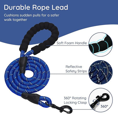 BELLA & PAL Step in Vest Harness for Small and Medium Dogs, No Pull Small Dog Harness with Leash Set, Comfortable Air Mesh Dog Vest Harness with Reflective Strip (Sapphire(Round Rope), L)