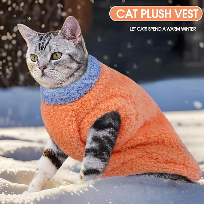 ADNIKIA Cat Sweater, Warm Kitten Coat Fleece Vest, Sphynx Hairless Cat Shirts, Soft Pajamas for Cats Only