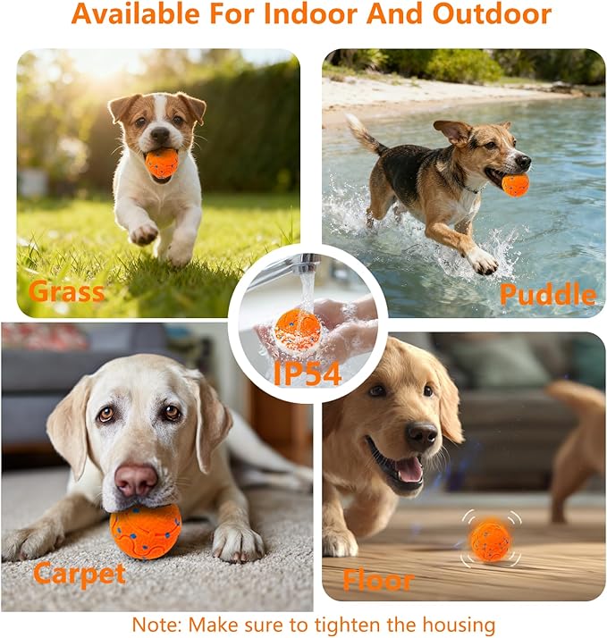 Interactive Dog Ball, Automatic Moving, Bouncing Chew Toys, Wicked Balls with 3 Modes, E-TPU Vibrating Dog Ball for Medium and Large Dogs, IP54 Waterproof, Birthday Gifts for Dogs(Orange)