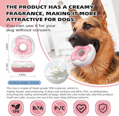 TLKNG Large Size Donut Squeaky Dog Toy for Medium/Large Dogs Breed Aggressive Chewers Durable Bouncy Pink Squeak Toys
