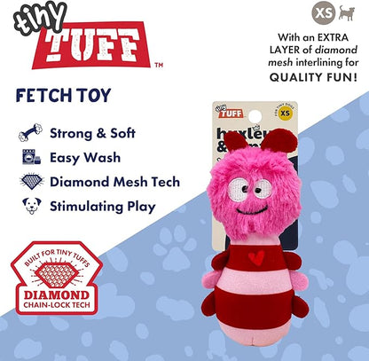 Huxley & Kent Funny Dog Toy w/Squeaker – Valentine's Day Power Plush Squeaky Dog Toys for Small Dogs – Durable Small Stuffed Animal for Indoor Play & Fetch - Tiny Tuff Love Bug