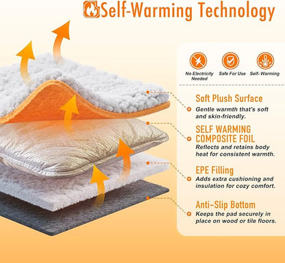 WanpeeGoo Self Warming Cat Bed, Heated Cat Bed, 2.0 Upgraded Dual-Layer Thermal Foil Heating Pad, Plush Self-Heating Pet Mat for Crate, Floor, with Removable Washable Cover, Non-Slip, 15"x19"