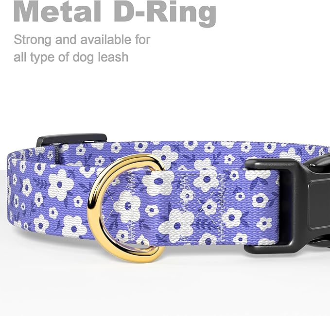 Rnivvi Dog Collar for Large Dogs, Cute Heavy Duty Adjustable Puppy Collar with Quick Release Buckle for Boy Girl & Female, Pet Accessories for Walking Running, L Length 1" Width, Purple White