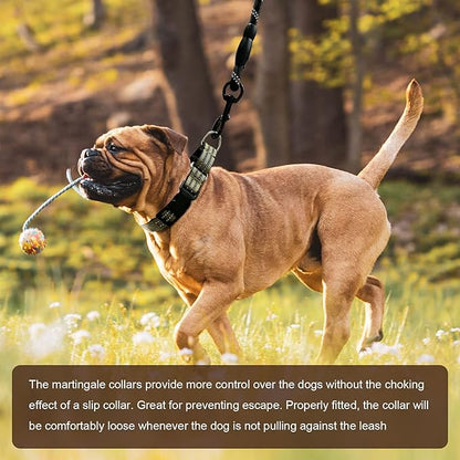 Hikiko Martingale Dog Collars Reflective Nylon Dog Collar with Quick Release Buckle Adjustable Training No Slip Dog Collar (Small, Brown)