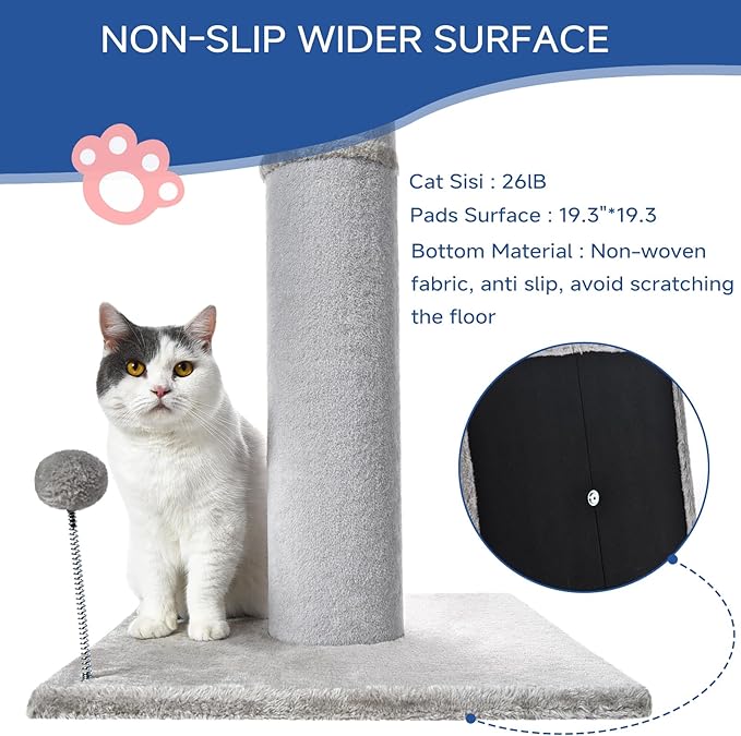 Cat Scratching Post Carpet Scratching Post 41" for Indoor Cats, Tall Cat Scratch Post, Carpet Cats Scratcher with Replaceable Toys, Sturdy Base, Large, Light Gray