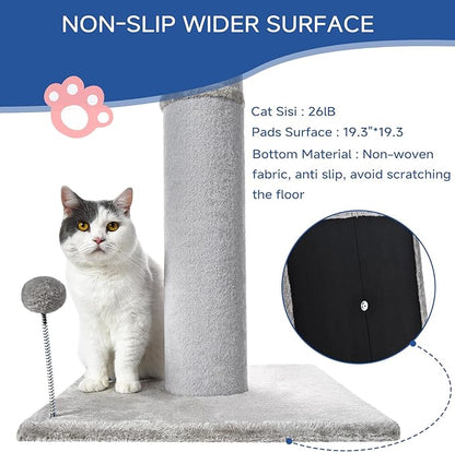 Cat Scratching Post Carpet Scratching Post 41" for Indoor Cats, Tall Cat Scratch Post, Carpet Cats Scratcher with Replaceable Toys, Sturdy Base, Large, Light Gray