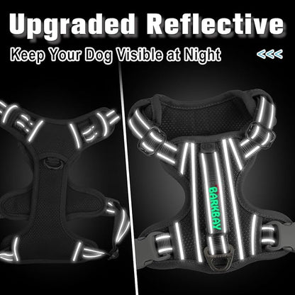 BARKBAY Dog Harness No Pull with ID Tag Pocket - Heavy Duty, Reflective, Easy Control for Large Dogs(Grey,XS)