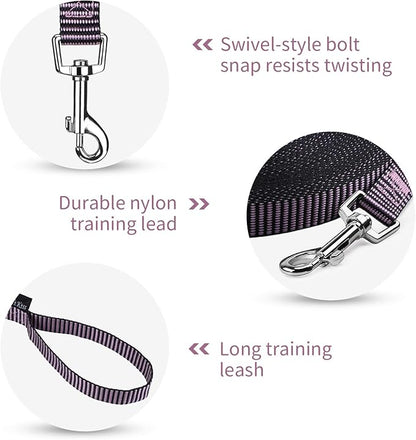 Hi Kiss Dog/Puppy Obedience Recall Training Agility Lead - 15ft 20ft 30ft 50ft 100ft Training Leash - Great for Training, Play, Camping, or Backyard(20ft,BL+PK)