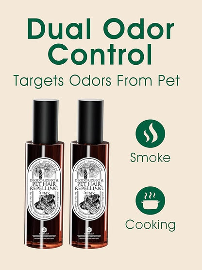 Seedshub 4-in-1 Pet Hair Remover & Odor Neutralizer Spray, Anti Static Wrinkle Release, Plant Based Enzymes, Safe for Pets, Fabrics & Furniture, Refresh Pine Nut Scent, 6.76 fl oz, 2 Travel Pack