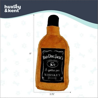 Huxley & Kent Funny Dog Toy w/Squeaker – Power Plush Squeaky Dog Toys for Small Dogs – Durable Small Stuffed Animal for Indoor Play & Fetch - Tiny Tuff Bad Dog Jack's Whiskey