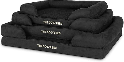 The Dog’s Bed, Large Black Faux PL, Memory Foam, Pain Relief: Arthritis, Hip & Elbow Dysplasia, Post Surgery, Lameness, Supportive, Calming, Waterproof Washable Cover, Veterinary Approved