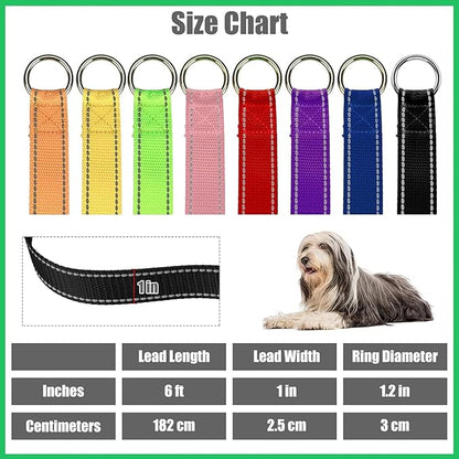 HOMIMP Reflective Slip Lead - 8 Pack 6 Ft No Pull Dog Leash for Small to Large Dogs, Heavy Duty Width 1In