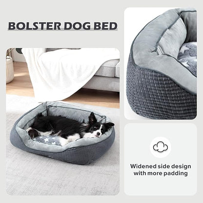 SIWA MARY Dog Beds for Small Dogs & Cats, Washable Dog Sofa Bed with Wide Sides, Pentagram Pattern Design, Pet Cuddler Bed, Warming Soft Calming Puppy Bed for Sleeping, Non-Slip Bottom
