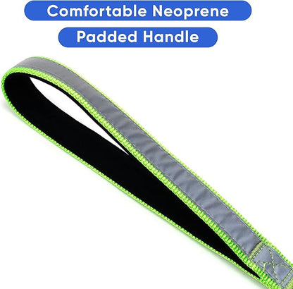 Pawtitas 6 FT Padded Dog Leash with Comfortable Neoprene Padding Handle - Green Lead | Medium Reflective Dog Leash with Highly Reflective Band Perfect for Medium and Large Dogs and Puppies.