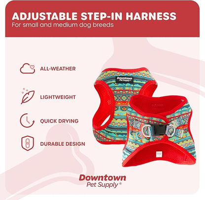 Downtown Pet Supply Step-in Dog Harness – No Pull, Adjustable Padded Mesh with Reflective Trim, Secure Buckle Strap – Comfortable & Breathable Small Dog Harness, X-Large, Tribal
