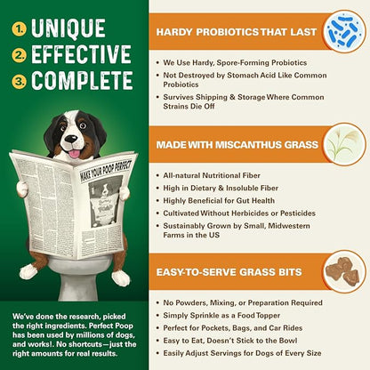 Perfect Poop Digestion & Health Supplement for Dogs: Fiber, Prebiotics, Probiotics, Enzymes Digestive, Hard & Soft Stool, Improved Health (4.2oz Cheddar Bag + 4.2 oz Chicken Bag, 4.2 oz Bundle)