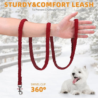 KOOLTAIL Christmas Plush Small Dog Harness and Leash Set, Warm Fleece No Pull Puppy Vest for Winter, Lightweight Reflective Step in Pet Harness for Medium Sized Dogs Boy Girl Outdoor Walking, Red S