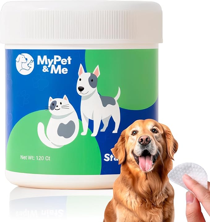 My Pet & Me Dog Eye Wipes & Cat Eye Wipes – 120 Ct | Pet Eye Wipes Tear Stain Remover | Natural Plant-Based, Hypoallergenic & Fragrance-Free Wipes for Dirt, Discharge & Complete Daily Eye Care