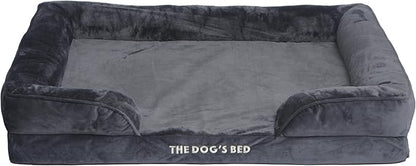 The Dog’s Bed, Orthopedic Standard Foam Waterproof Dog Bed with Standard Support, XL Grey Plush, Waterproof, Supportive Dog Bed with Replaceable Covers, Veterinary Approved