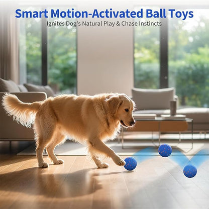 Dog Toys for Medium Large Dogs to Keep Them Busy, Smart Interactive Dog Balls with Automatic Moving Bouncing Vibrating for Enrichment, Mental Stimulation, Anti Boredom, Blue