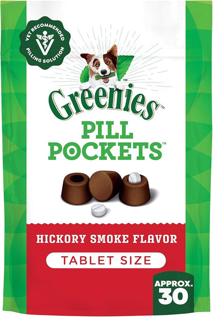 Greenies Pill Pockets for Dogs, Small Size Soft Dog Treats, Hickory Smoke Flavor, 3.2 oz. Pouch