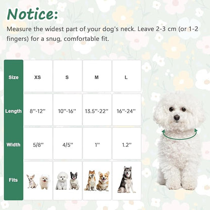 Dog Collar with Floral Patterns, Spring Summer Collection Green Dog Collar with Exquisite Pendant, Durable Adjustable Collars for Gifts & Daily Use-XS