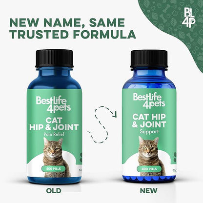 Cat Joint Supplement and Mobility Support - Natural Plant-Based Formula Provides Comfort for Aging and Felines with Mobility Challenges, 400 Tiny Tasteless Pills Easy to Give Even Feral or Picky Cats
