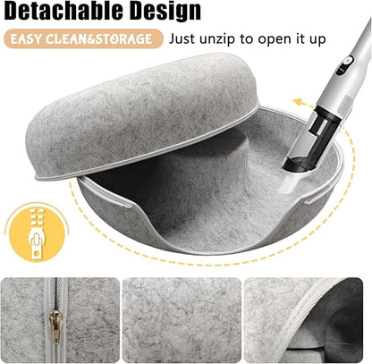 ZVGV Tunnel Bed for Indoor,cattasaurus Peekaboo cat cave for Multiple,Detachable Felt Felt Washable Interior for Indoor Cats,Donut Tunnel -24inch(Light Gray) (Light Gray + Dark Gray)