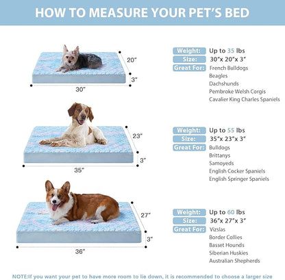 WNPETHOME Orthopedic Large Dog Bed, Extra Large Waterproof Dog Bed with Removable Washable Cover & Anti-Slip Bottom,Egg Crate Foam Pet Bed Mat,Soft Rose Plush Pet Crate Mat