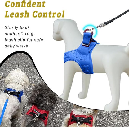 Comfort Fit Dog Harness Step in No Pull Harness for Medium Small Large Sized Dogs Soft Padded No Escape Harness Adjustable Easy Buckle Leash Attachment D-Ring Extra Comfort Inside Velvet Plush M Blue